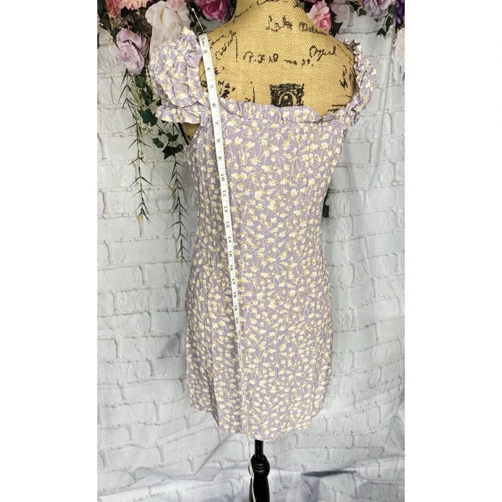 Bello Mae Cottagecore Milkmaid Dress Purple Floral Rayon Prairie Size L - Picture 12 of 12